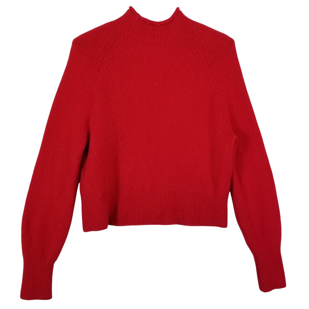 J.Crew Womens Red Merino Wool Alpaca Blend Mock Neck Raglan Sweater XS